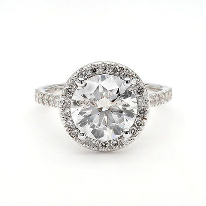 IGI Certified Lab-Created Diamond Round Halo Pave Ring F VS)