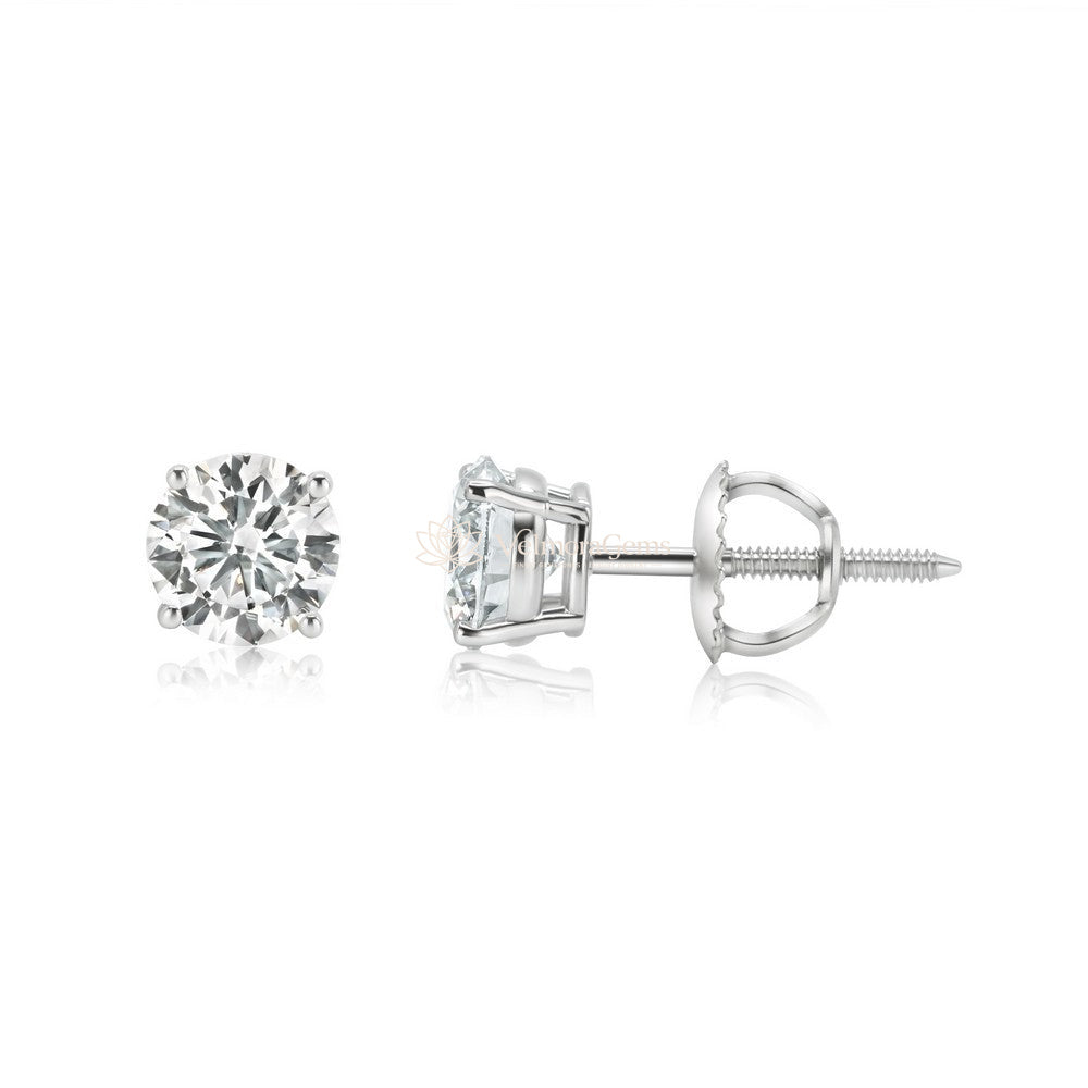 Lab-Created Diamond 4 Prong Basket Screw Back Stud Earring (1.40- E-F VS)