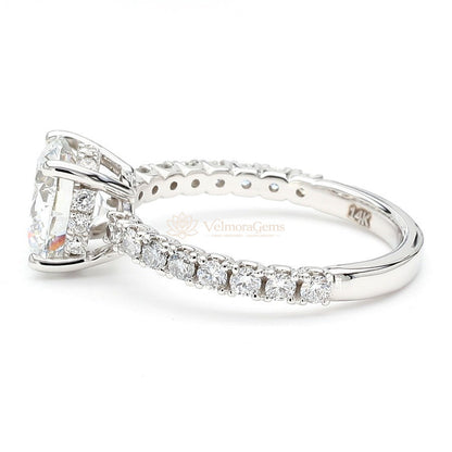 IGI Certified Lab-Created Diamond Round Hidden Halo Pave Ring F VS)