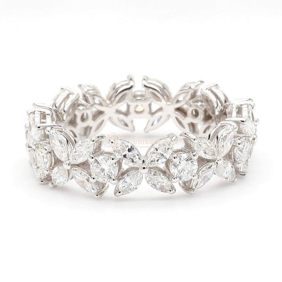 Lab-Created Diamond Floral Marquise Eternity Band E-F VS)