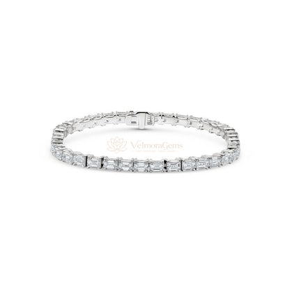 East-West Emerald Cut Diamond Tennis Bracelet E-F VS)