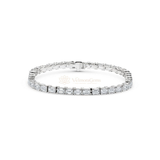 East-West Emerald Cut Diamond Tennis Bracelet E-F VS)