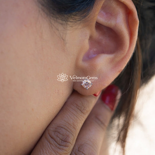 14K White Gold Fancy Vivid Pink Matching Stud Earrings