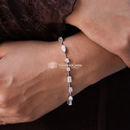 Lab-Created Diamond Multi-Shape Tennis Bracelet E-F VS)