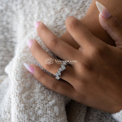 3/4 Eternity Mixed Shape Lab-Created Diamond Wedding Band E-F VS)