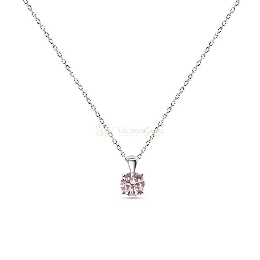 Fancy Vivid Pink Lab-Created Diamond Solitaire Pendant Necklace VS)