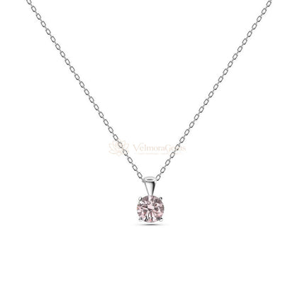 Fancy Vivid Pink Lab-Created Diamond Solitaire Pendant Necklace VS)