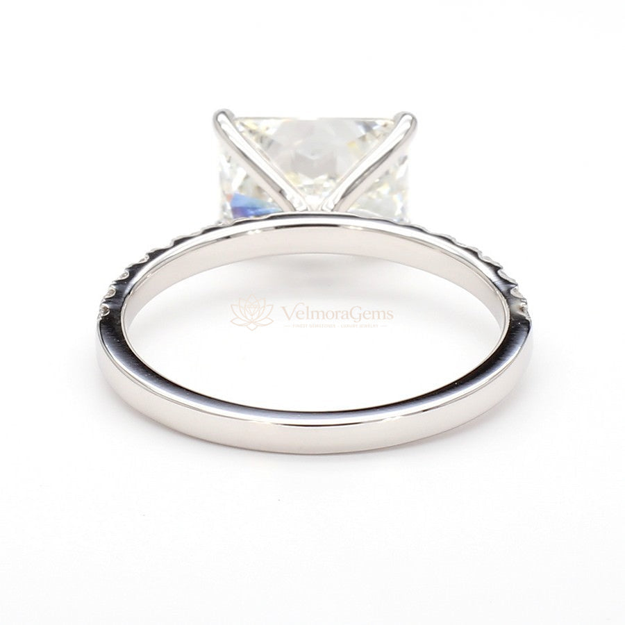 14K White Gold Radiant East-West Pave Ring
