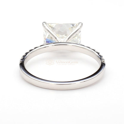 14K White Gold Radiant East-West Pave Ring