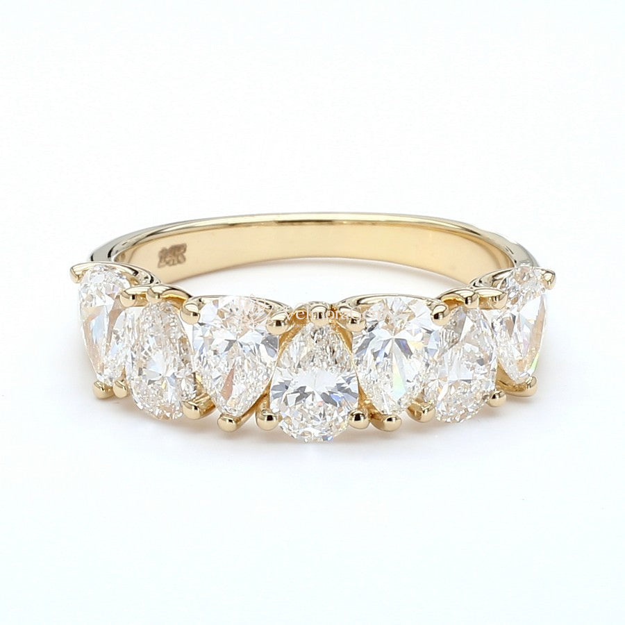 Lab-Created Diamond Alternating Pear 7 Stone Anniversary Ring E-F VS)
