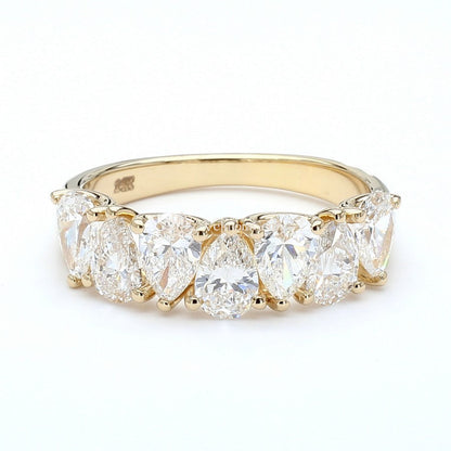 Lab-Created Diamond Alternating Pear 7 Stone Anniversary Ring E-F VS)