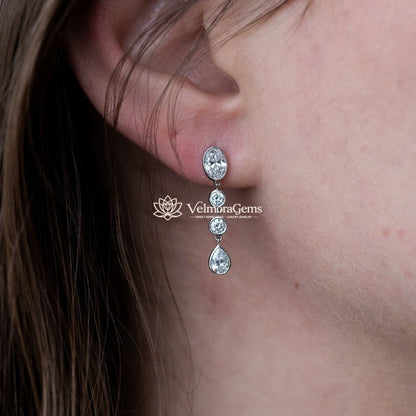 Lab-Created Diamond Multi-Shape Bezel Diamond Drop Earrings E-F VS)