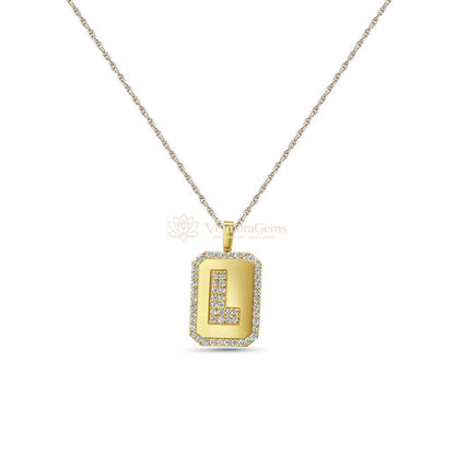 Lab-Created Diamond Alphabet Dog Tag Pendant Necklace F-G VS) - Letter A