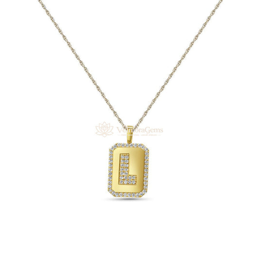 Lab-Created Diamond Alphabet Dog Tag Pendant Necklace F-G VS) - Letter A