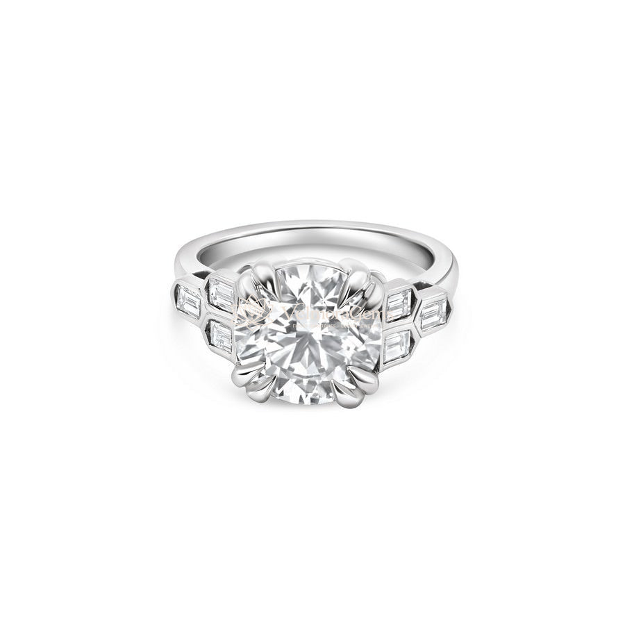 IGI Certified Lab-Created Round Diamond Symphony Step Ring F VS)
