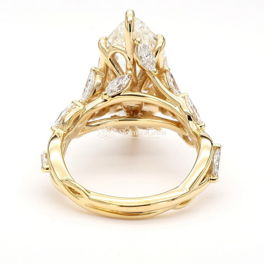 IGI Certified Lab-Created Diamond Marquise Twisted Band and Leaf Accent Ring F VS)