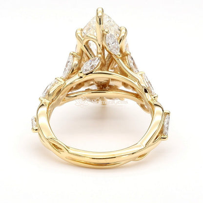 IGI Certified Lab-Created Diamond Marquise Twisted Band and Leaf Accent Ring F VS)