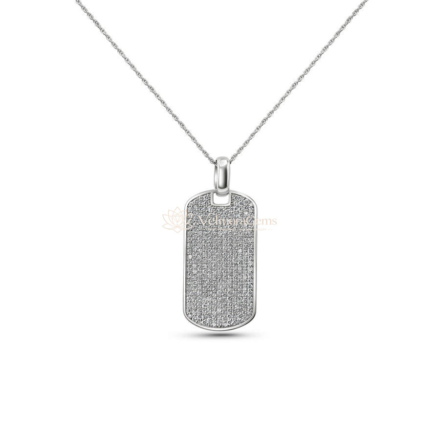 Full Pave Diamond Dog Tag Necklace F-G VS)