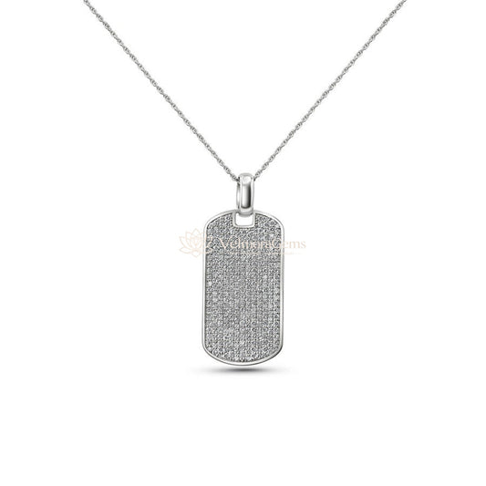 Full Pave Diamond Dog Tag Necklace F-G VS)