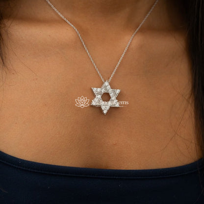 Lab-Created Star Pendant Necklace F-G VS)