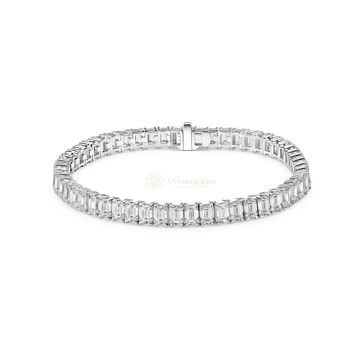 Lab-Created Diamond Emerald Cut Tennis Bracelet E-F VS)