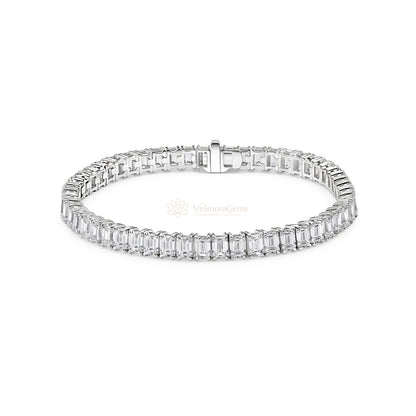 Lab-Created Diamond Emerald Cut Tennis Bracelet E-F VS)