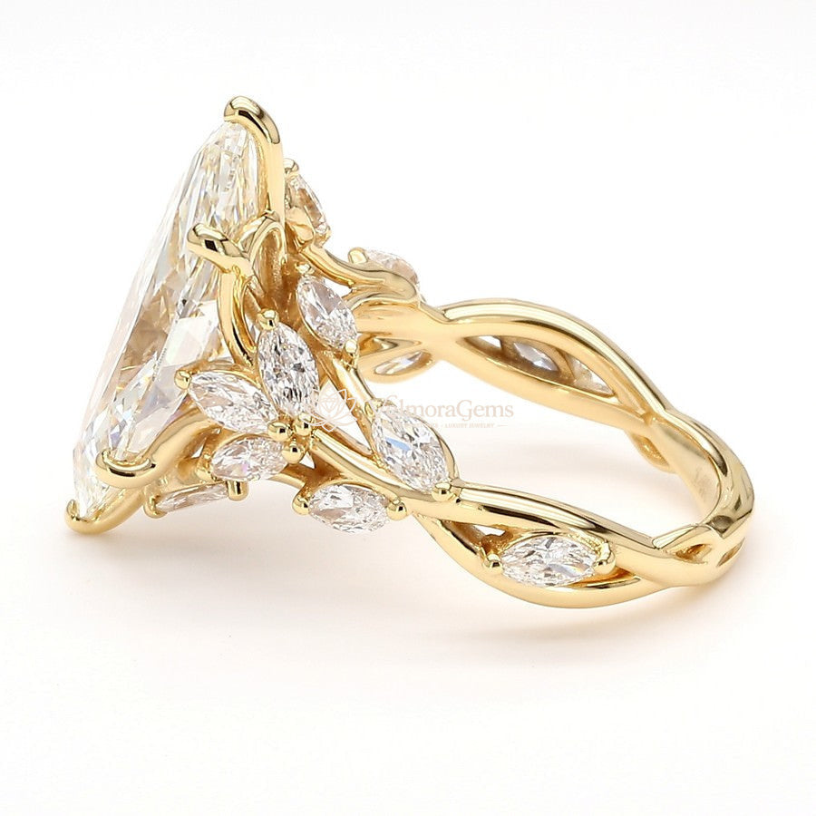 IGI Certified Lab-Created Diamond Marquise Twisted Band and Leaf Accent Ring F VS)