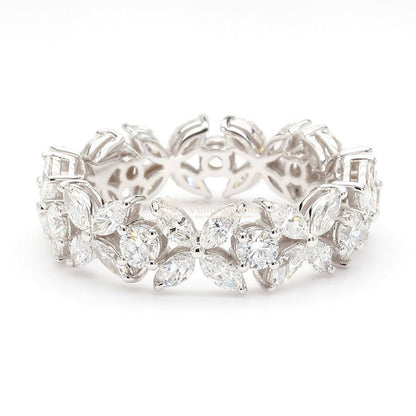 Lab-Created Diamond Floral Marquise Eternity Band E-F VS)