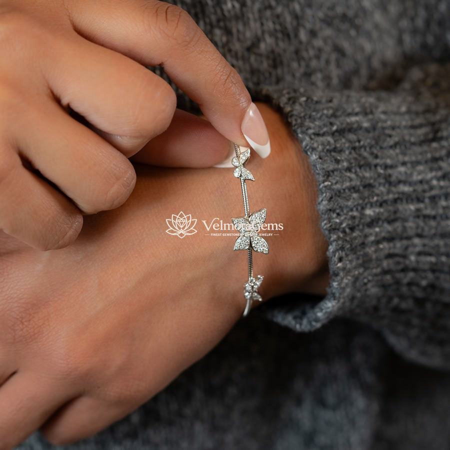 Lab-Created Butterfly Flex Bangle F-G VS)