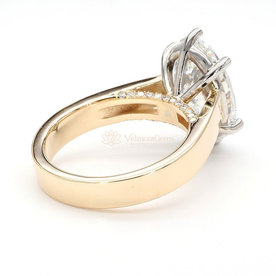 IGI Certified Lab-Created Diamond Two-Tone Oval Ring with Hidden Side Accents F VS)