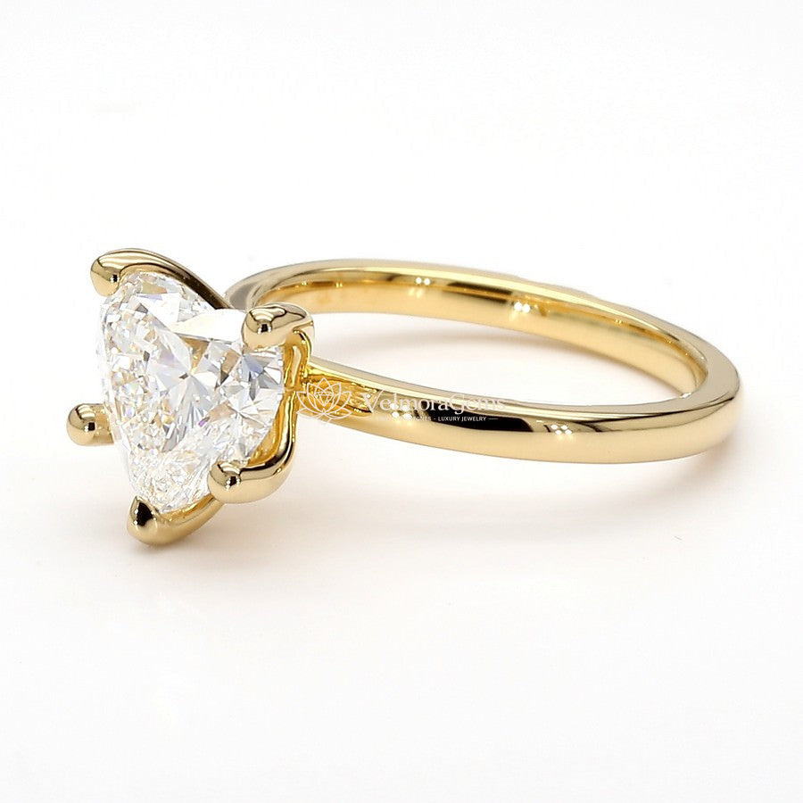 14K Yellow Gold Heart Solitaire Ring
