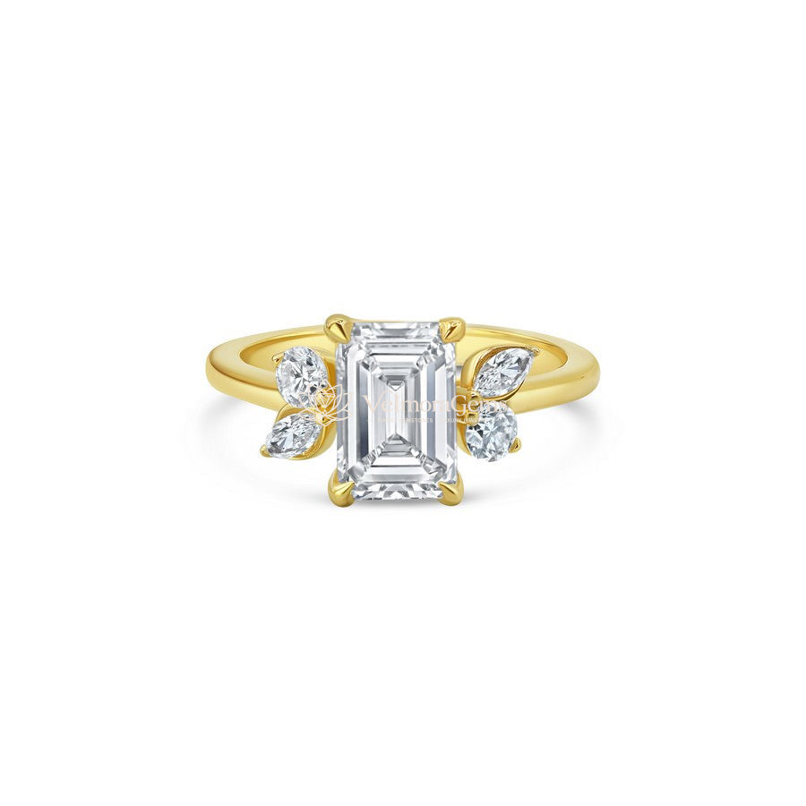 14K Yellow Gold Emerald Butterfly Wing Ring