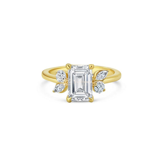 14K Yellow Gold Emerald Butterfly Wing Ring