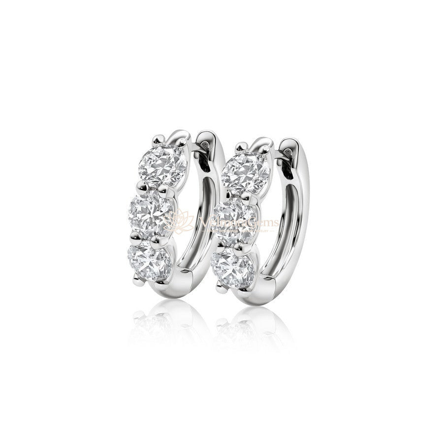 Lab-Created Diamond 3 Stone Huggie Earrings F-G SI)