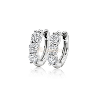 Lab-Created Diamond 3 Stone Huggie Earrings F-G SI)