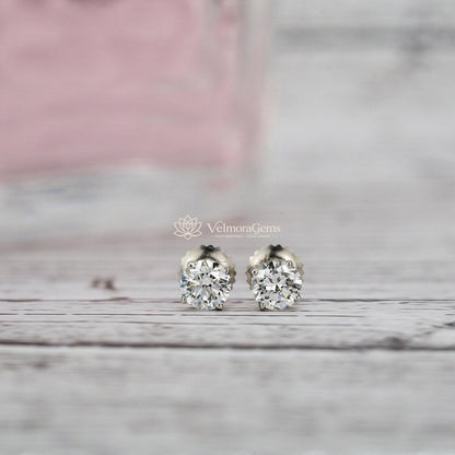 Lab-Created Diamond 4 Prong Basket Screw Back Stud Earrings (1.00- F-G SI)