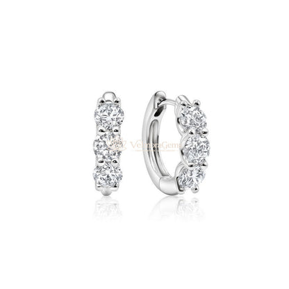 Lab-Created Diamond 3 Stone Huggie Earrings F-G SI)