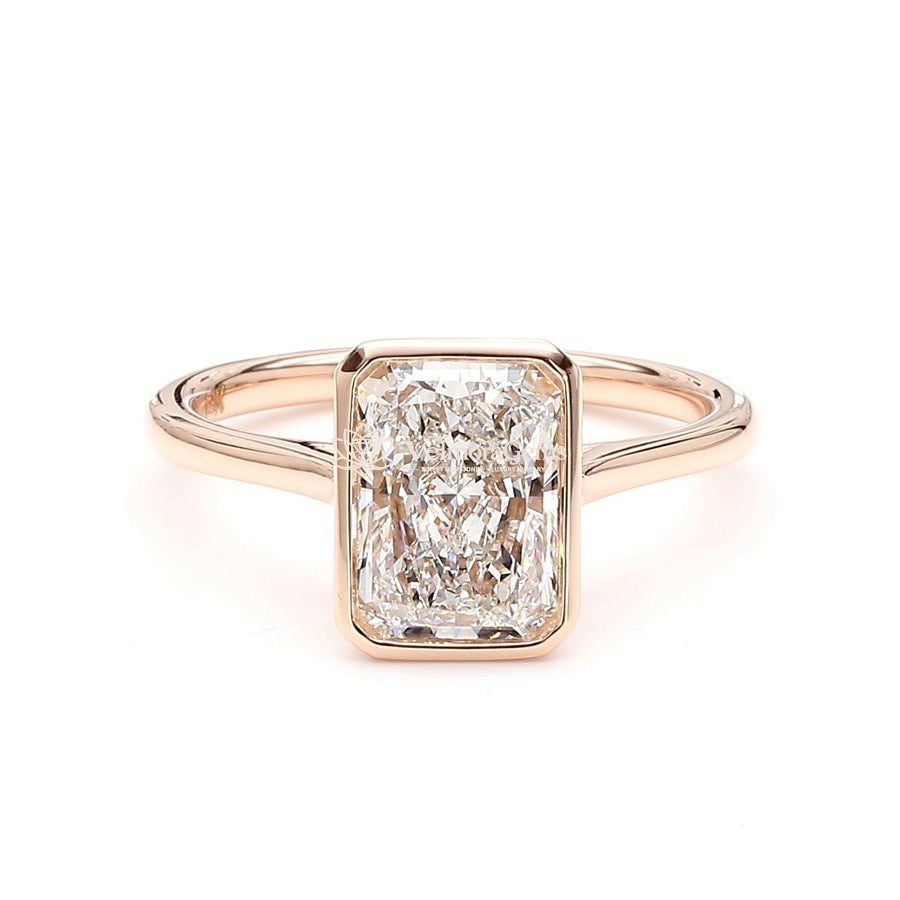 IGI Certified Lab-Created Diamond Radiant Bezel Ring F VS)