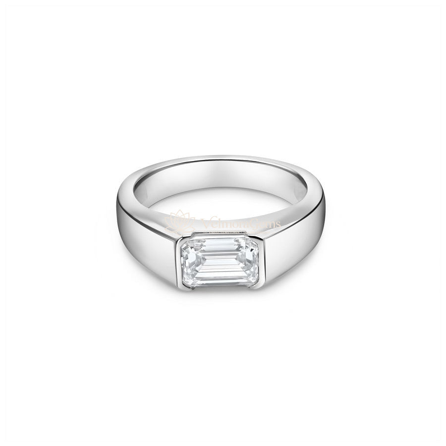 IGI Certified Lab-Created Diamond Emerald Bezel Ring F VS)