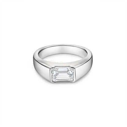 IGI Certified Lab-Created Diamond Emerald Bezel Ring F VS)