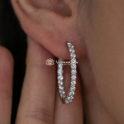Lab-Created Diamond Small Oval Hoop Earrings F-G VS)