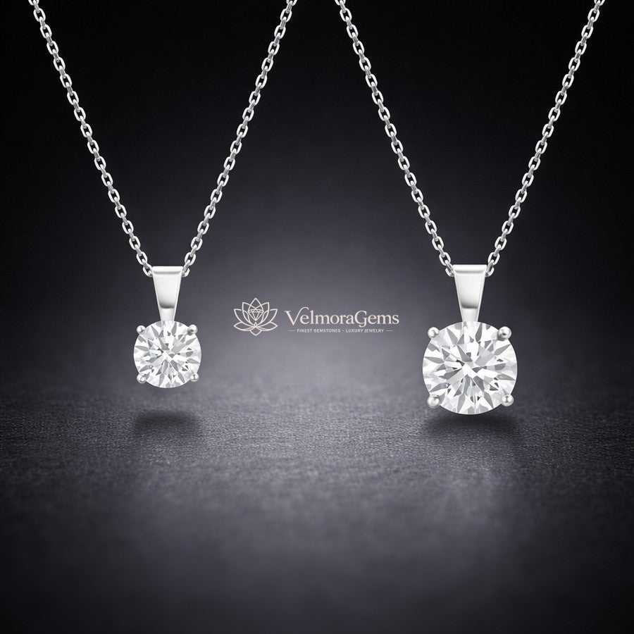 Round Pendant Duo – & Lab Diamond Solitaire Pendants (F-G SI)