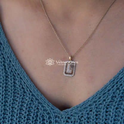 Lab-Created Diamond Alphabet Dog Tag Pendant Necklace F-G VS) - Letter L