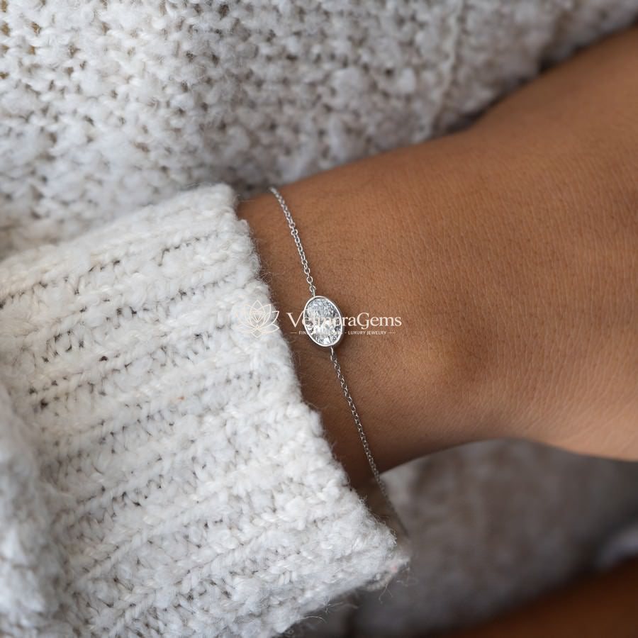 IGI Certified Oval Lab-Created Diamond Bezel Bracelet F VS)