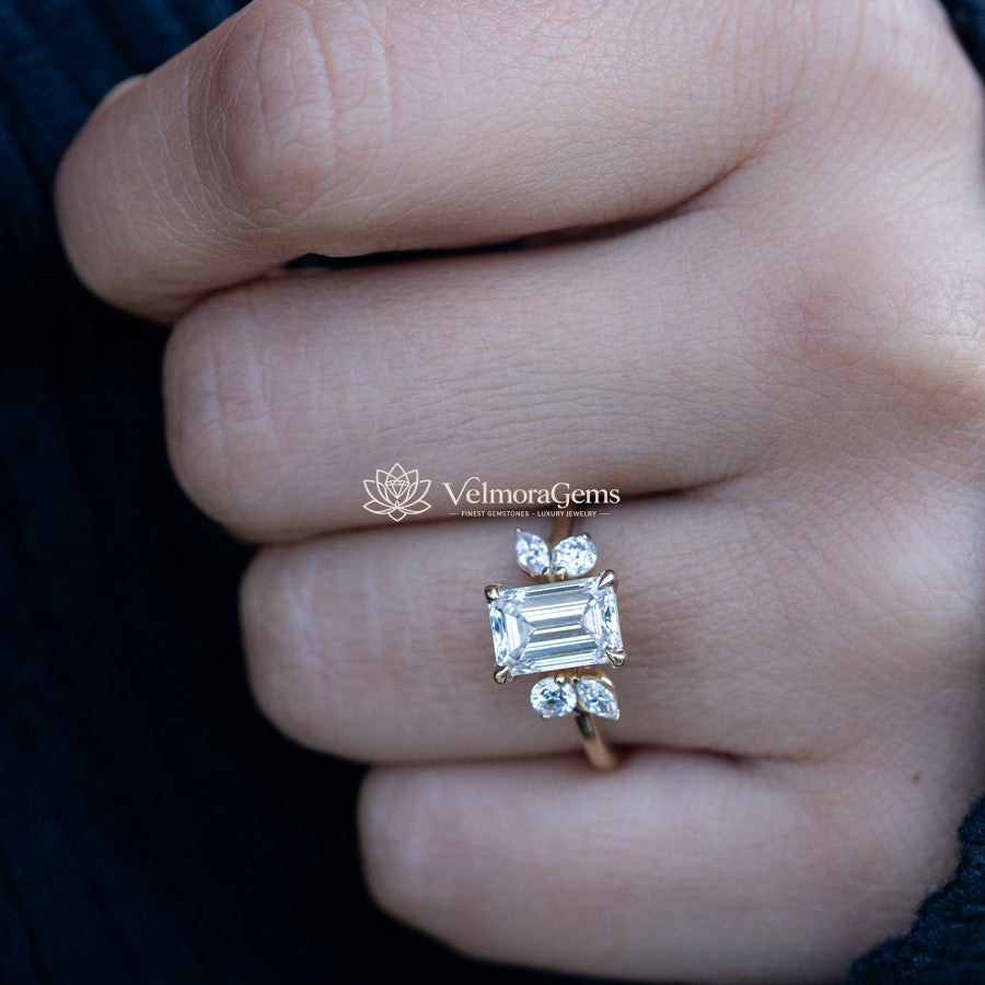 14K Yellow Gold Emerald Butterfly Wing Ring
