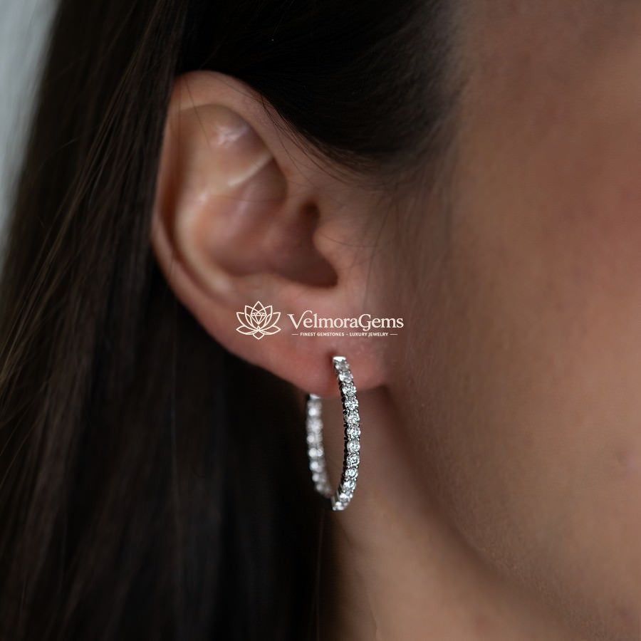 Lab-Created Diamond Small Oval Hoop Earrings F-G VS)