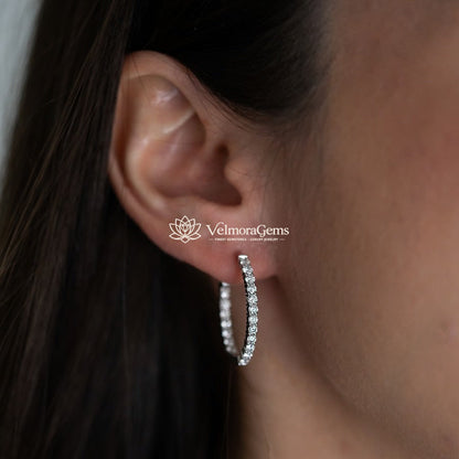Lab-Created Diamond Small Oval Hoop Earrings F-G VS)