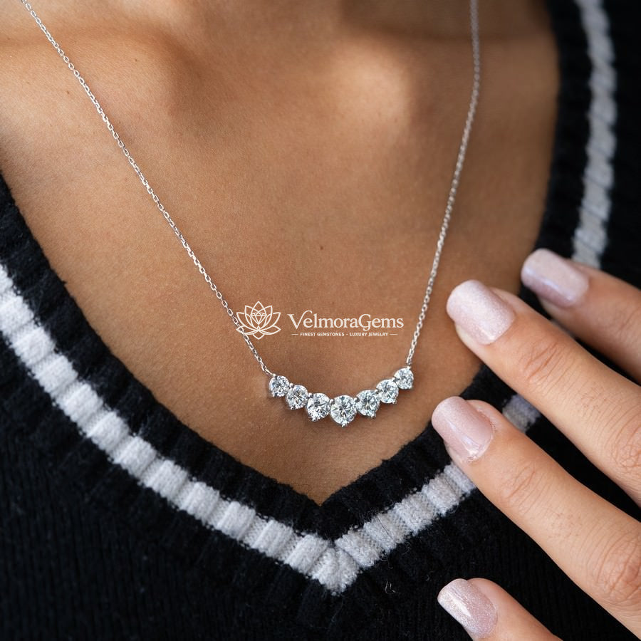 Lab-Created Diamond Graduated 7-Stone Necklace F-G SI)