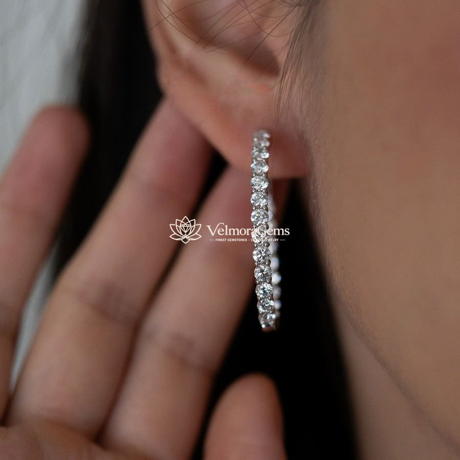 Lab-Created Diamond Large Oval Hoop Earrings F-G VS)