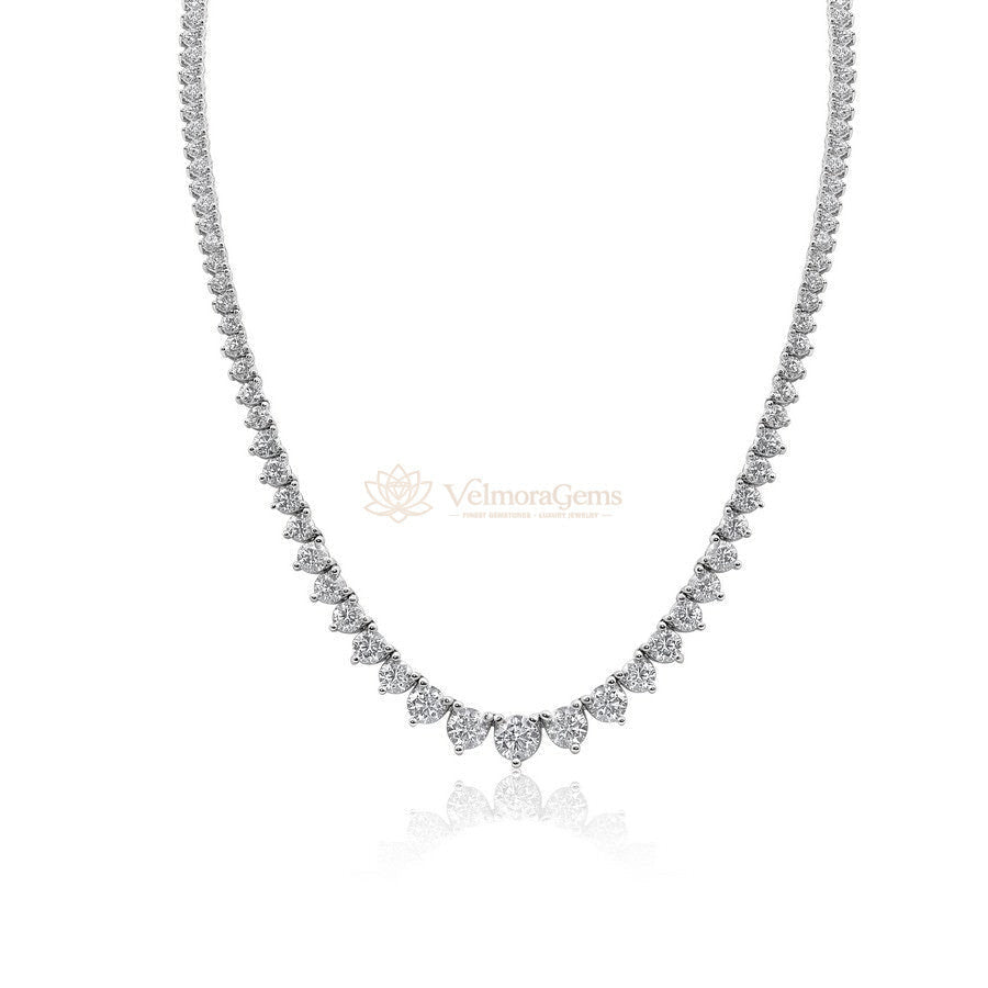 Lab-Created 3-Prong Diamond Riviera Necklace F-G SI)